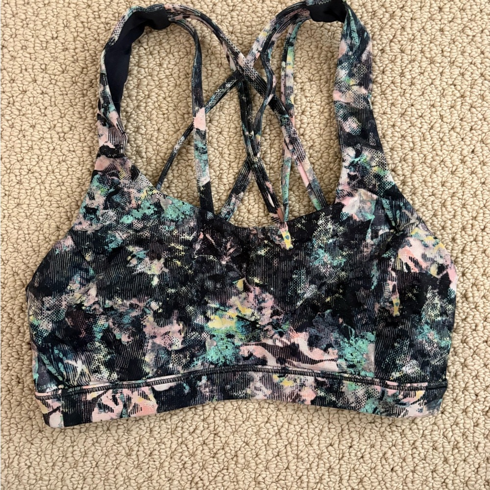 lululemon athletica Multicolor Floral-Print Strappy Sports Bra